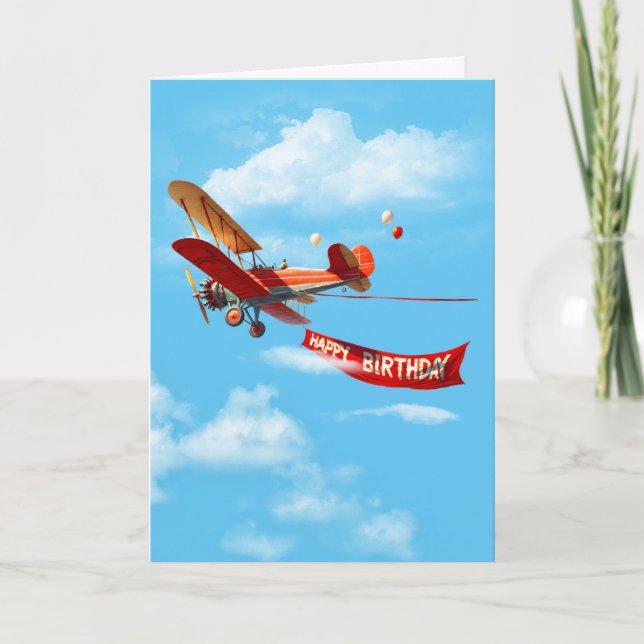 Happy Birthday Bi-Flugzeug Karte (Vorderseite)