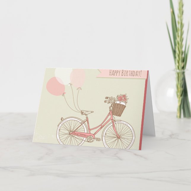 Happy Birthday Bicycle Girl Karte (Vorderseite)