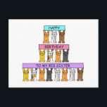 Happy Birthday Big Sister Cartoon Cats Postkarte<br><div class="desc">Ein Team von Cartoon-Kätzchen,  die farbenfrohe Banner halten,  die sagen: "Happy Birthday to my Big Sister".</div>
