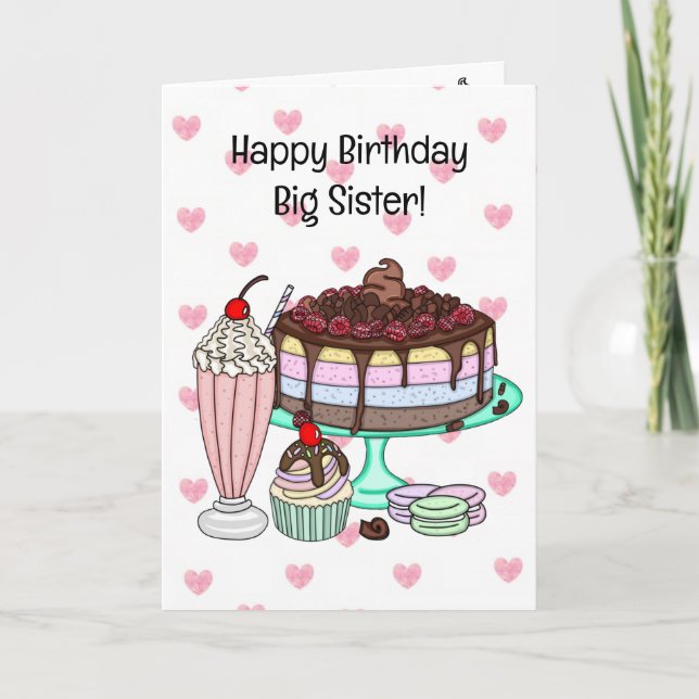 Happy Birthday Big Sister | Eiscreme Karte (Vorderseite)