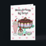 Happy Birthday Big Sister | Eiscreme Karte<br><div class="desc">Haben Sie einen sehr süßen Geburtstag ist die Botschaft auf der Innenseite. Die Karte ist voll mit Eistöcken aus Kawaii Cartoon.</div>