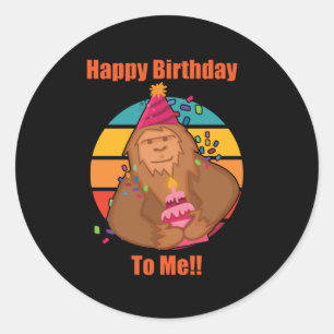 Happy Birthday Bigfoot Cupcake Runder Aufkleber