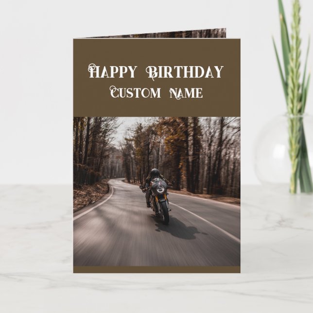 Happy Birthday Biker Motorcycle Custom Name Karte (Vorderseite)