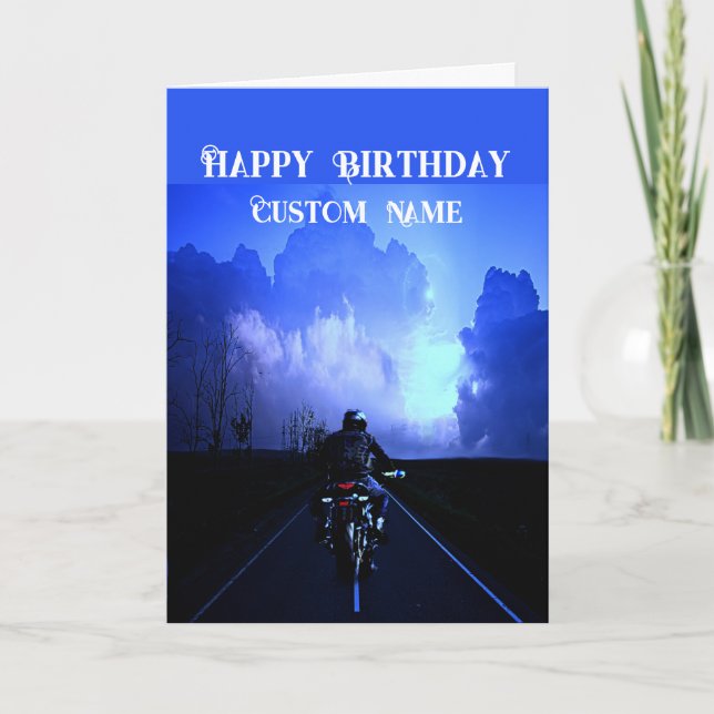 Happy Birthday Biker Motorcycle Custom Name Karte (Vorderseite)