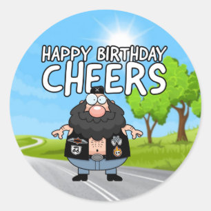 Happy Birthday Biker Vater kann kühler Runder Aufkleber