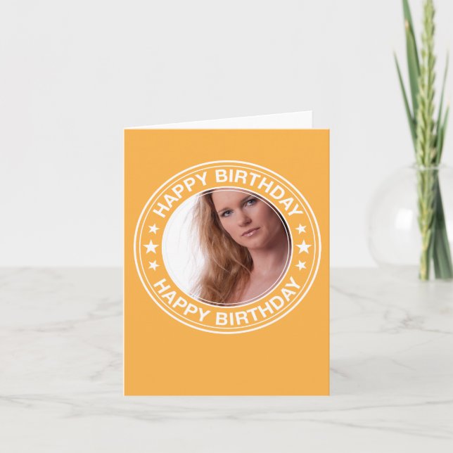 Happy Birthday Bild Rahmen in Gelb Karte (Vorderseite)