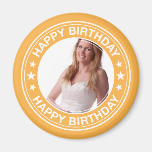 Happy Birthday Bild Rahmen in Gelb Magnet