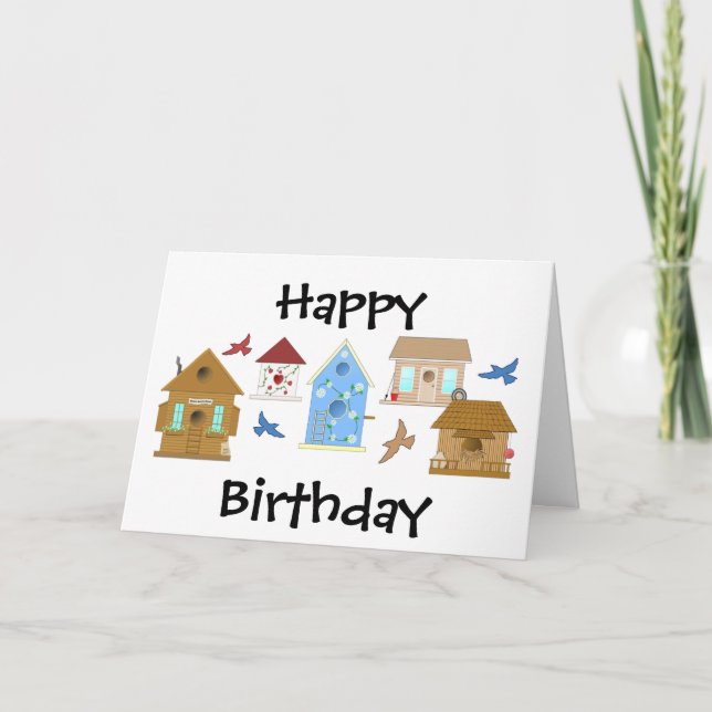 Happy Birthday Bird House CARD Karte (Vorderseite)