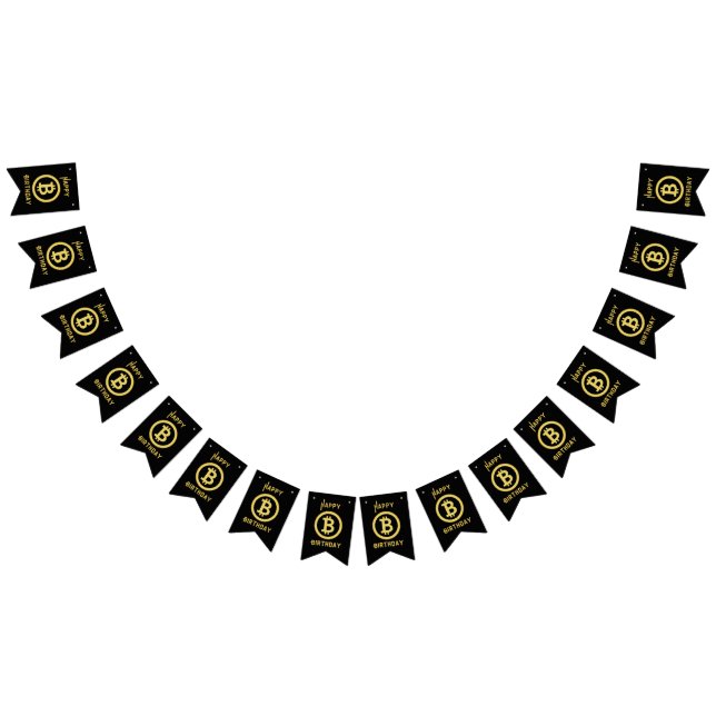 Happy Birthday Bitcoin Gold Bunting Banner (Alle)