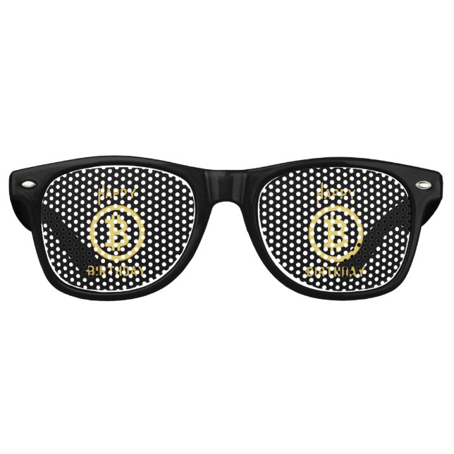 Happy Birthday Bitcoin Gold Party Partybrille (Vorderseite)