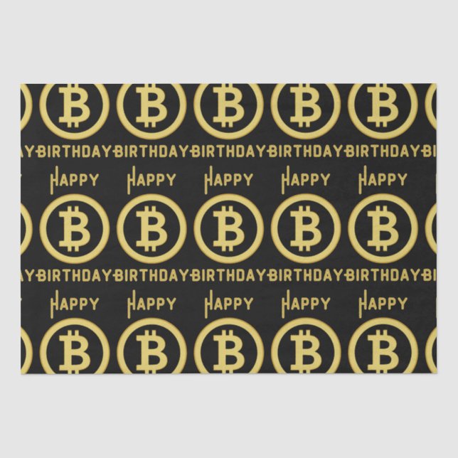 Happy Birthday Bitcoin Gold Tissue Paper Seidenpapier (Vorderseite)