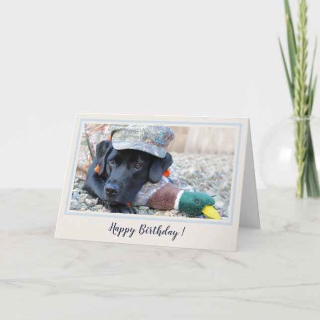 Happy Birthday Black Labrador Niedlich Duck Dog Karte (Vorderseite)
