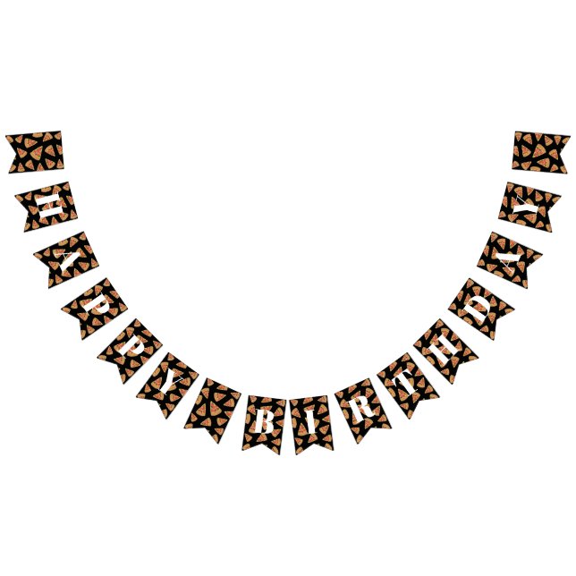 Happy Birthday Black Pizza Party Bunting Banner (Alle)