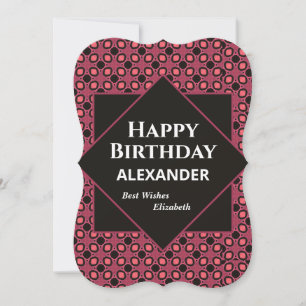 Happy Birthday Black Red Modern Personalize Card