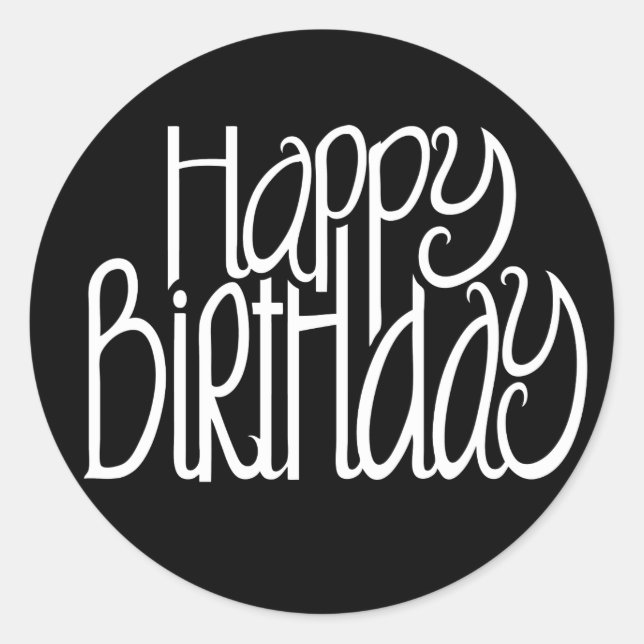 Happy Birthday Black Sticker (Vorderseite)