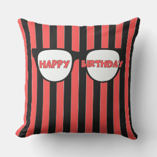 Happy Birthday Black Stripes Kissen