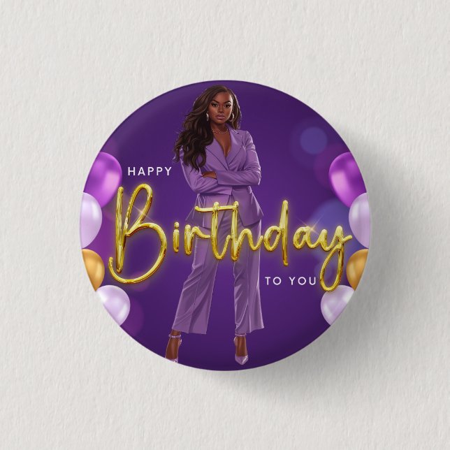 Happy Birthday Black Women Melanin Sista Magic Button (Vorderseite)
