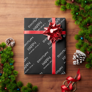 Happy Birthday Black Wrapping Paper Geschenkpapier