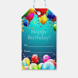 Happy Birthday - Blauer Farbige Balkone - Anpassen Geschenkanhänger