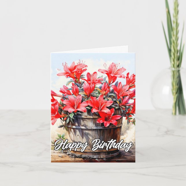 Happy Birthday Blooming Lily Blume Illustration Karte (Vorderseite)