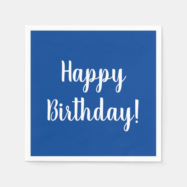 Happy Birthday Blue and White Birthday Party Serviette (Vorderseite)