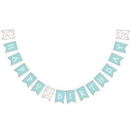 Happy Birthday Blue Balloons Hats Pattern farbenfr Wimpelkette
