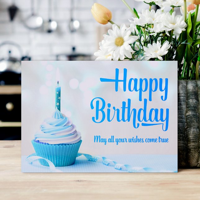 Happy Birthday Blue Cupcake Birthday Card Dankeskarte (Happy Birthday Blue Cupcake Birthday Card)