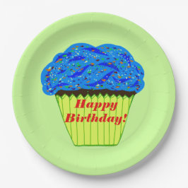 Happy Birthday Blue Cupcake Paper Teller