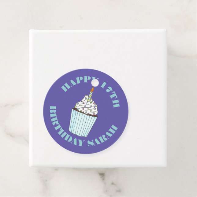 Happy Birthday Blue Cupcake Sprinkles Zuckerguss Geschenkanhänger (Beispiel)