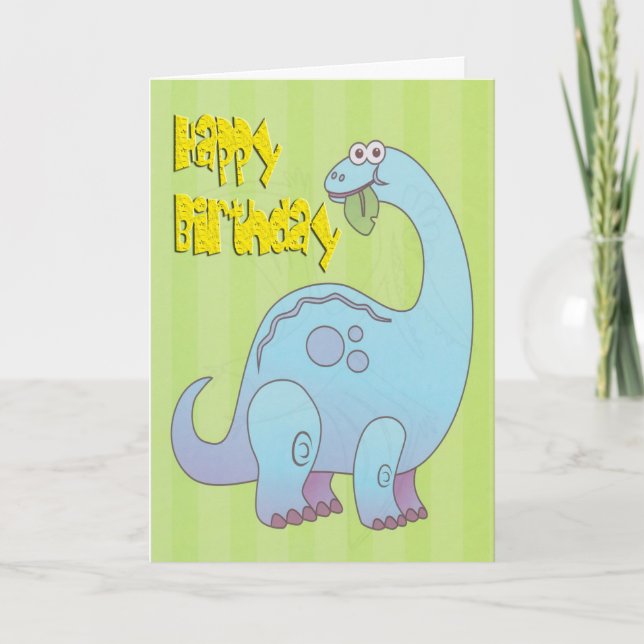 Happy Birthday Blue Dinosaurier Karte (Vorderseite)