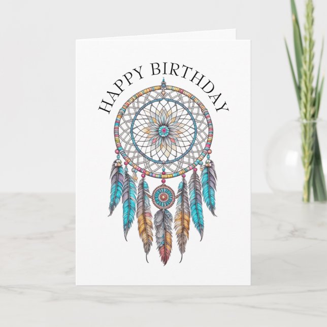 Happy Birthday Blue Dreamcatchers Mystical Karte (Vorderseite)