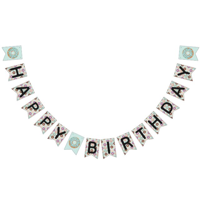 HAPPY BIRTHDAY Blue Iced Donuts Sweetest One Party Wimpelkette (Alle)