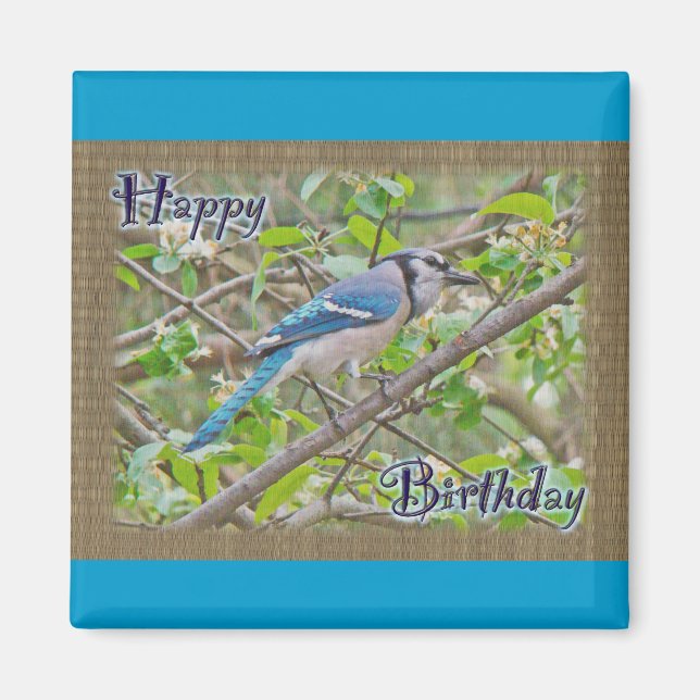 Happy Birthday Blue Jay Magnet (Vorne)
