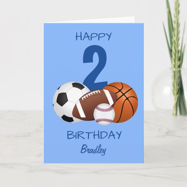 Happy Birthday Blue Sports Kinder Karte (Vorderseite)