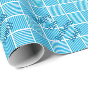 Happy Birthday Blue Squares Geschenkpapier