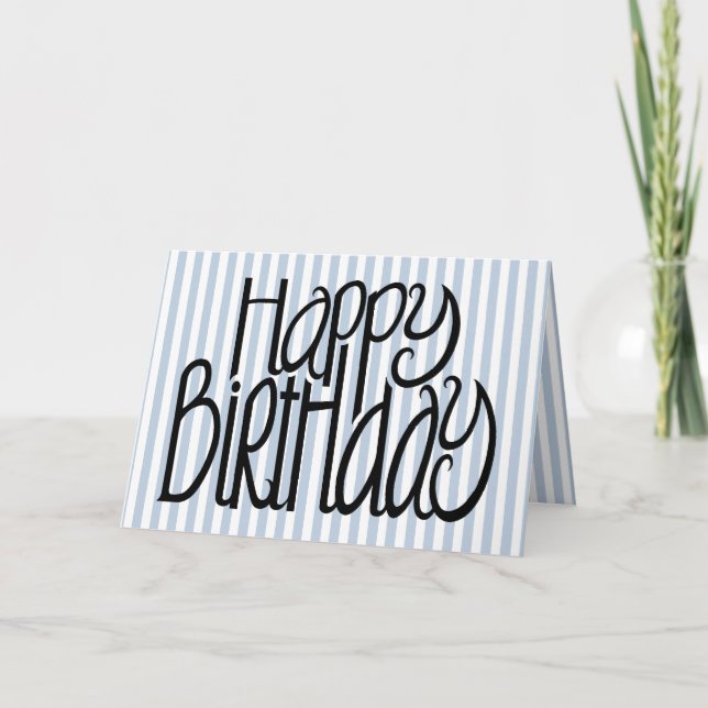 Happy Birthday Blue Stripes Card Karte (Vorderseite)