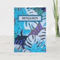 Happy Birthday Blue Watercolor Botanical Custom