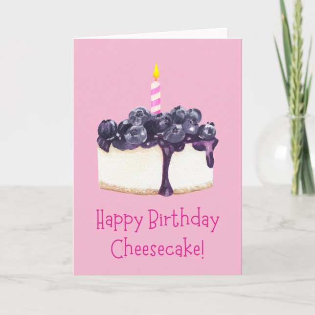 Happy Birthday Blueberry Cheesecake Pink Card Karte (Vorderseite)