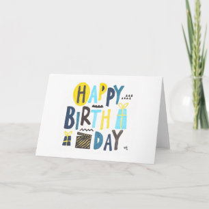 Happy Birthday Blues & Yellows Card Dankeskarte