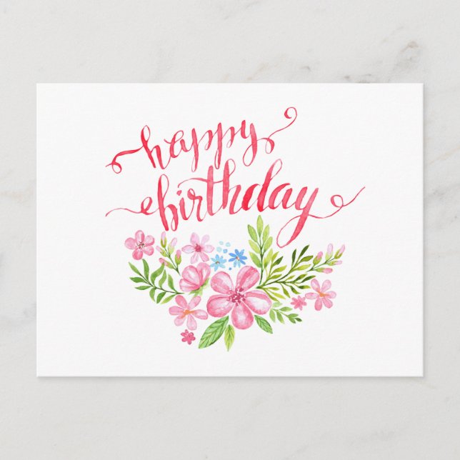 Happy Birthday Blume Card Postkarte (Vorderseite)