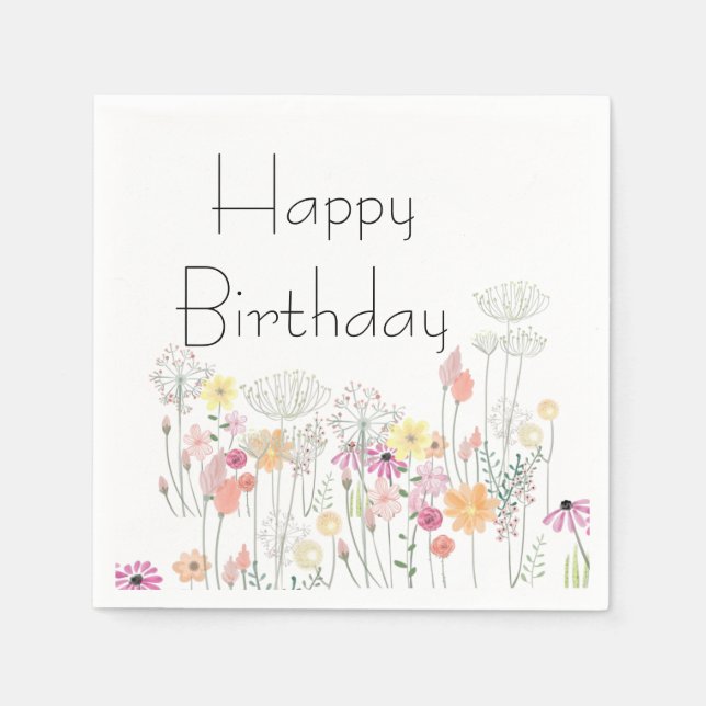 Happy Birthday Blume Serviette (Vorderseite)