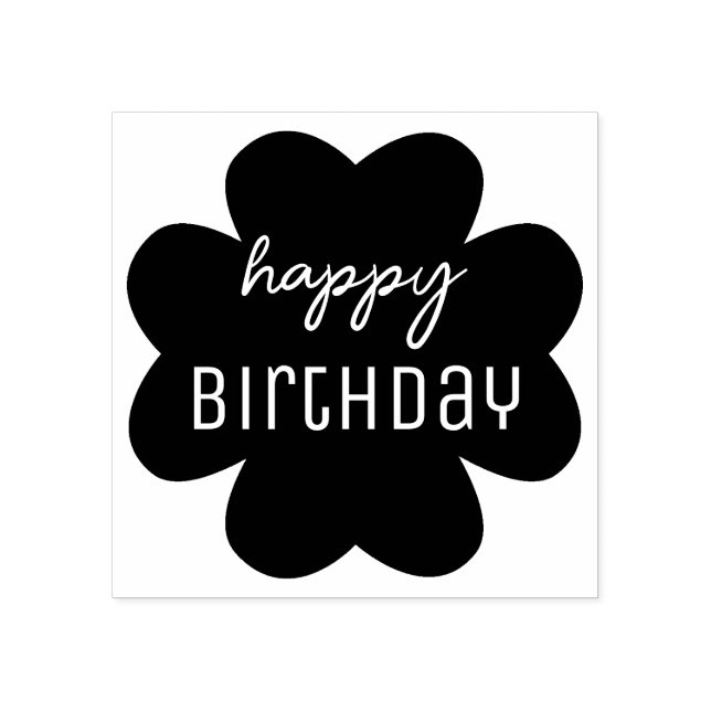 Happy Birthday Blume Silhouette Gummistempel (Prägung)