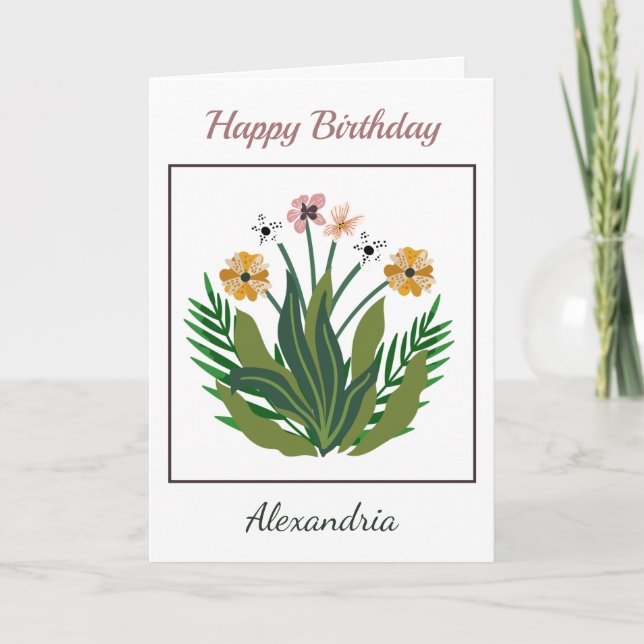 Happy Birthday Blume Wasserfarbe Blütenfarben Cust Karte (Vorderseite)