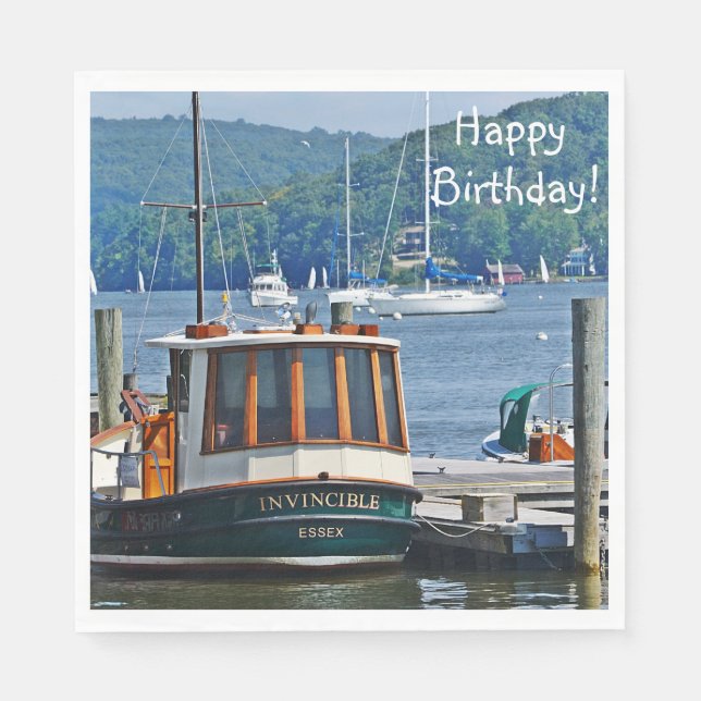 Happy Birthday Boat Serviette (Vorderseite)
