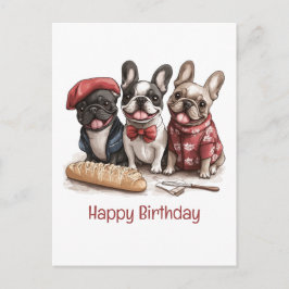 Happy Birthday Bonjour French Bulldogs Postkarte
