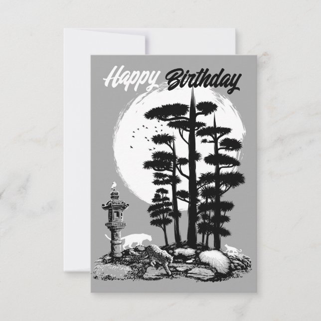 Happy Birthday Bonsai leopards Einladung (Vorderseite)
