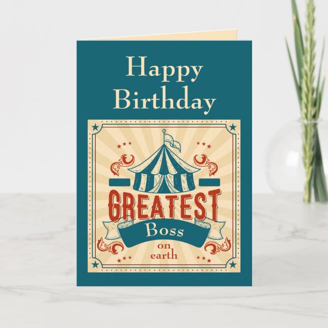 Happy Birthday Boss Circus Affen Funny Karte (Vorderseite)