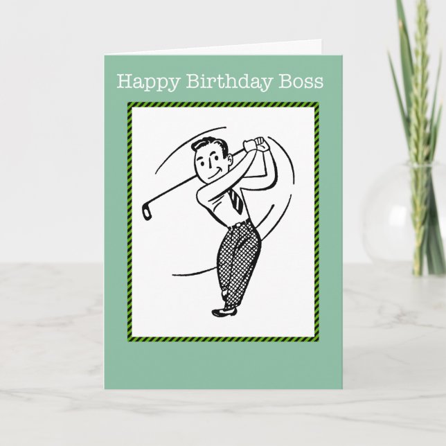 Happy Birthday Boss Gentleman Golfer Card Karte (Vorderseite)