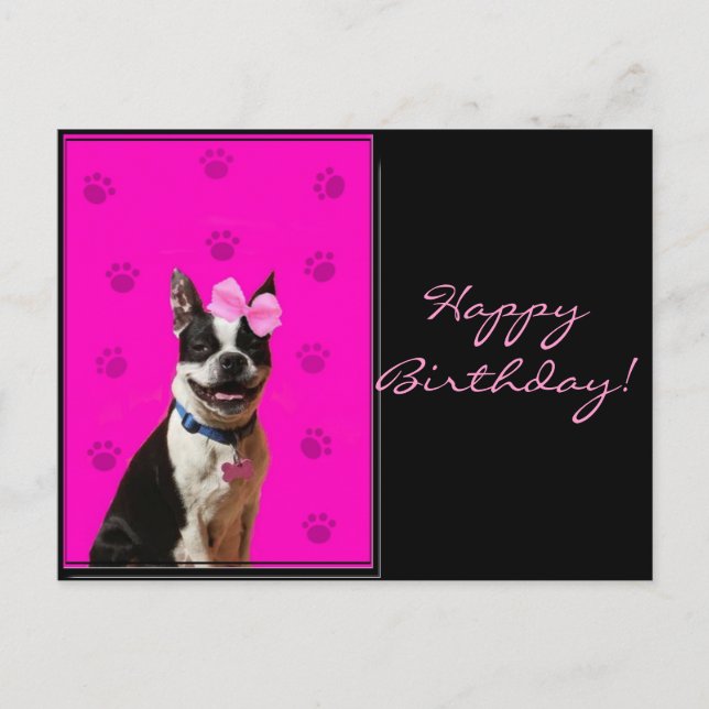 Happy Birthday Boston Terrier Postcard Postkarte (Vorderseite)