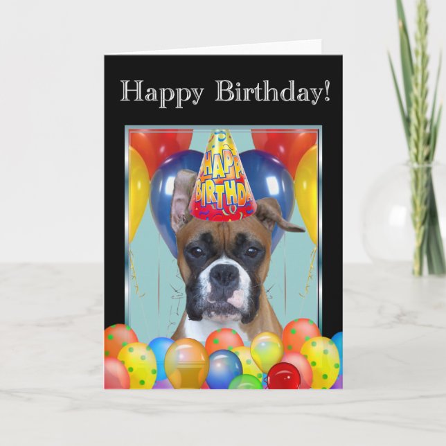 Happy Birthday Boxer Grußkarte Karte (Vorderseite)